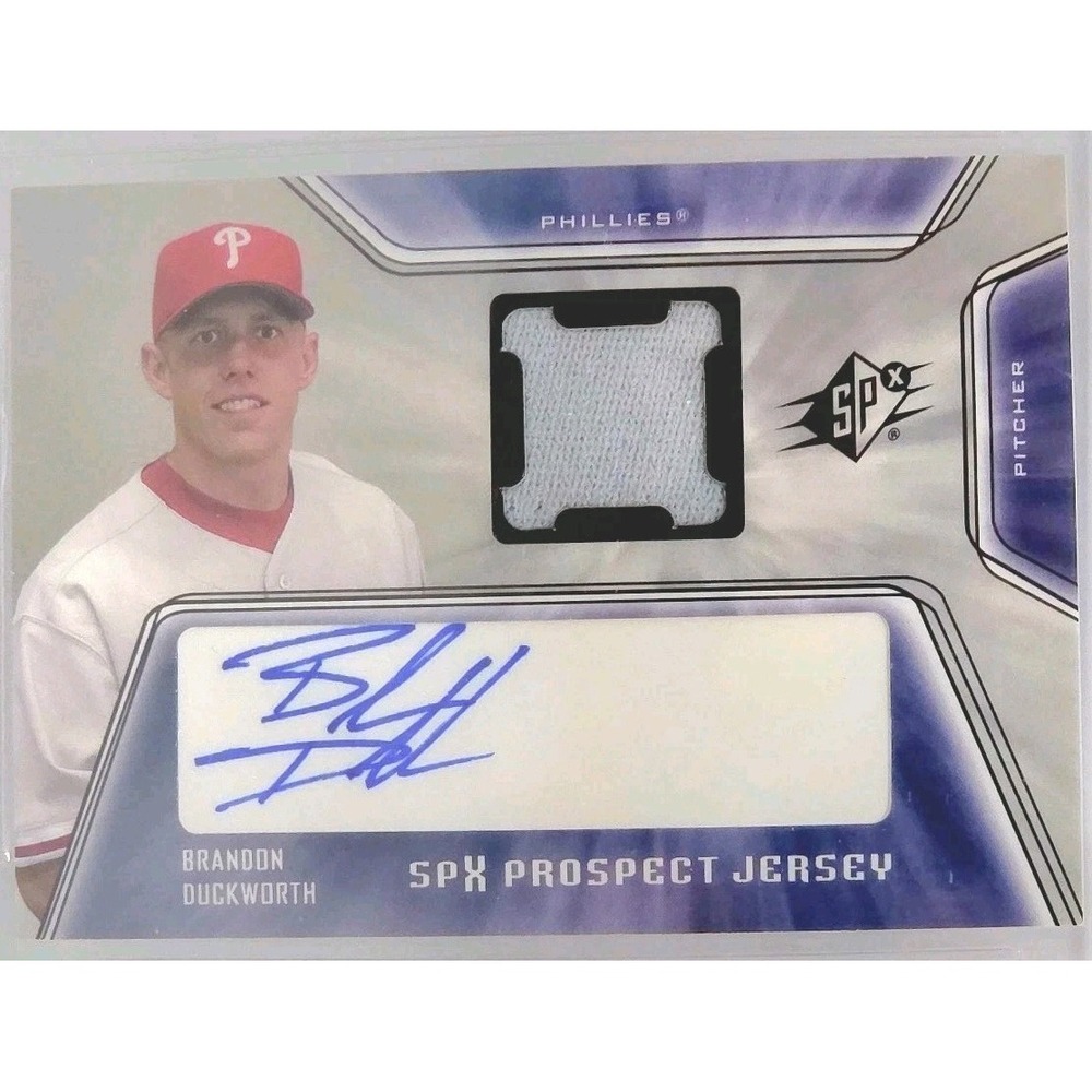 2001 SPx Prospect Jersey Autograph Brandon Duckworth #143 (AU, MEM, RC) BGS 8.5 - Picture 3 of 4